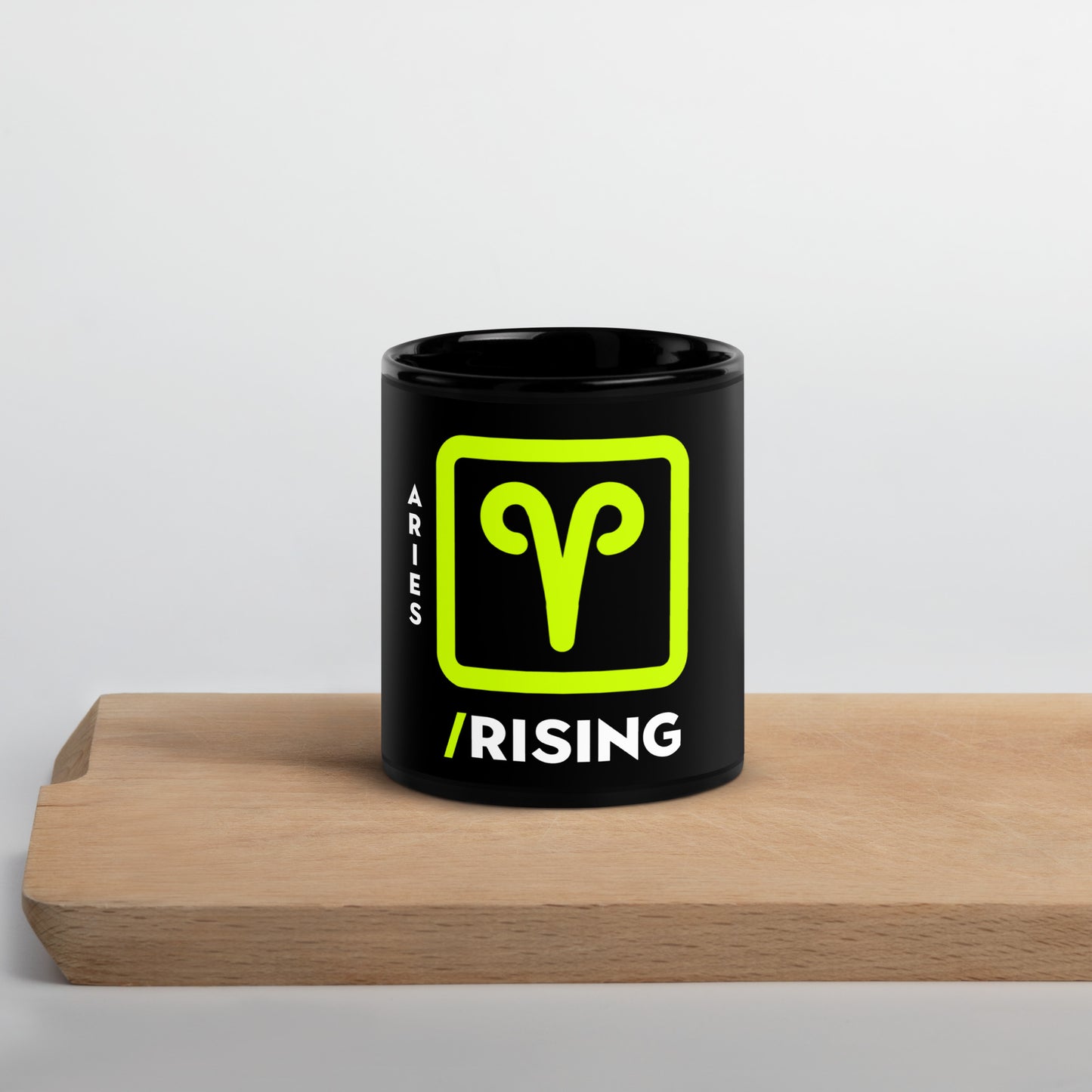 111 LIFE Aries Rising Astrology Zodiac Mug – Black Glossy Ceramic Coffee Cup
