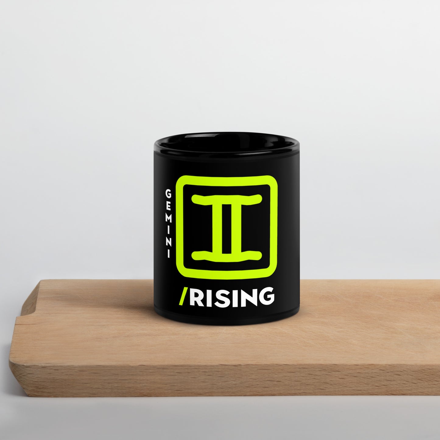 111 LIFE Gemini Rising Astrology Zodiac Mug – Black Glossy Ceramic Coffee Cup