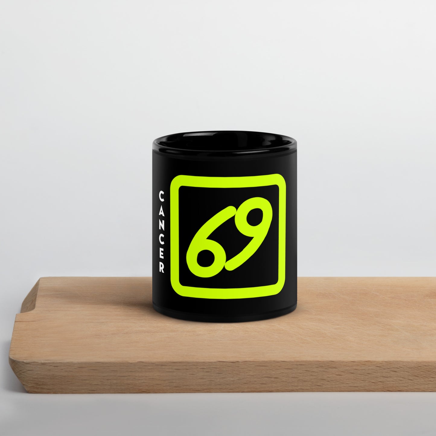 111 LIFE Cancer Astrology Zodiac Mug – Black Glossy Ceramic Coffee Cup