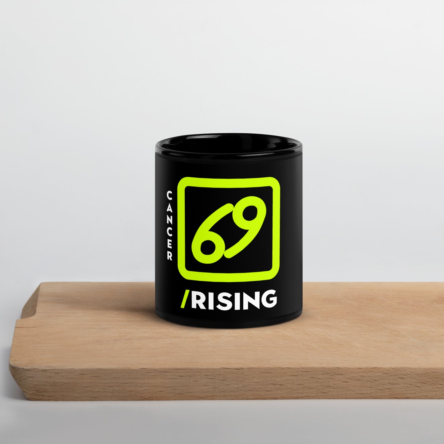 111 LIFE Cancer Rising Astrology Zodiac Mug – Black Glossy Ceramic Coffee Cup
