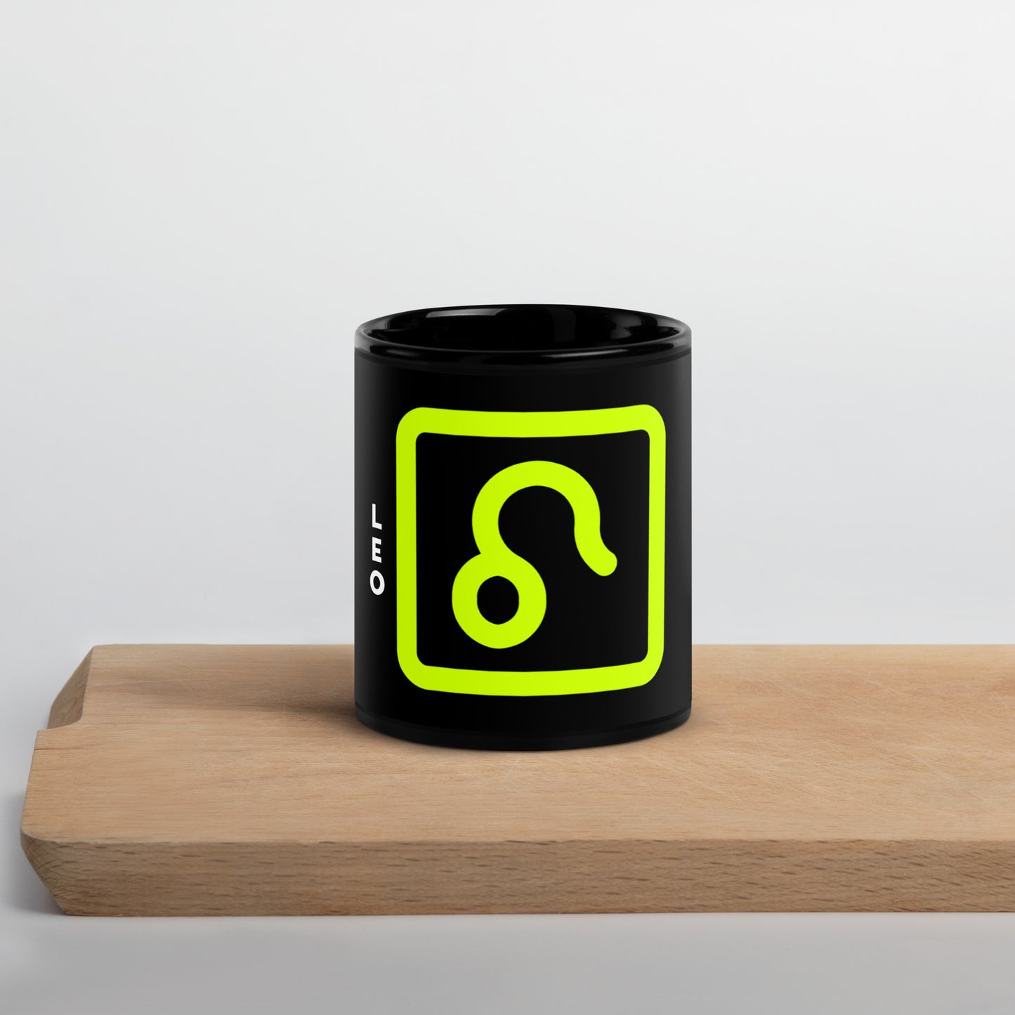 111 LIFE Leo Astrology Zodiac Mug – Black Glossy Ceramic Coffee Cup