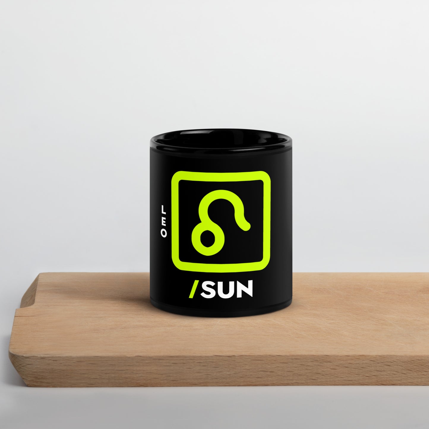 111 LIFE Leo Sun Astrology Zodiac Mug – Black Glossy Ceramic Coffee Cup