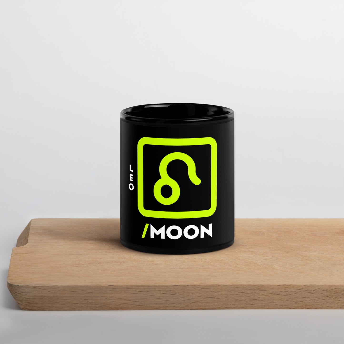 111 LIFE Leo Moon Astrology Zodiac Mug – Black Glossy Ceramic Coffee Cup
