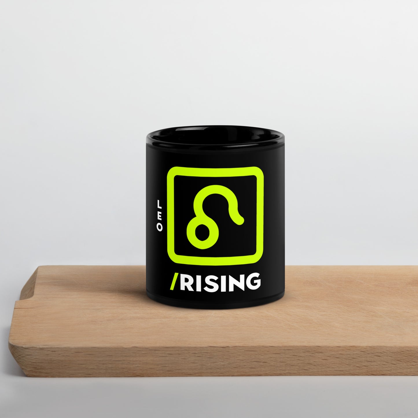 111 LIFE Leo Rising Astrology Zodiac Mug – Black Glossy Ceramic Coffee Cup
