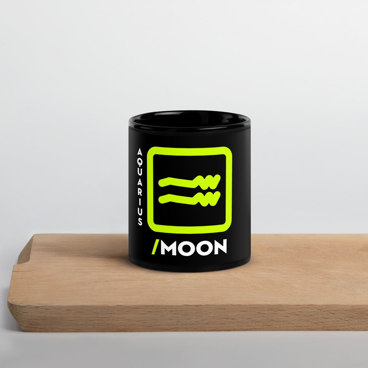 111 LIFE Aquarius Moon Astrology Zodiac Black Glossy Mug - Ceramic Coffee Cup