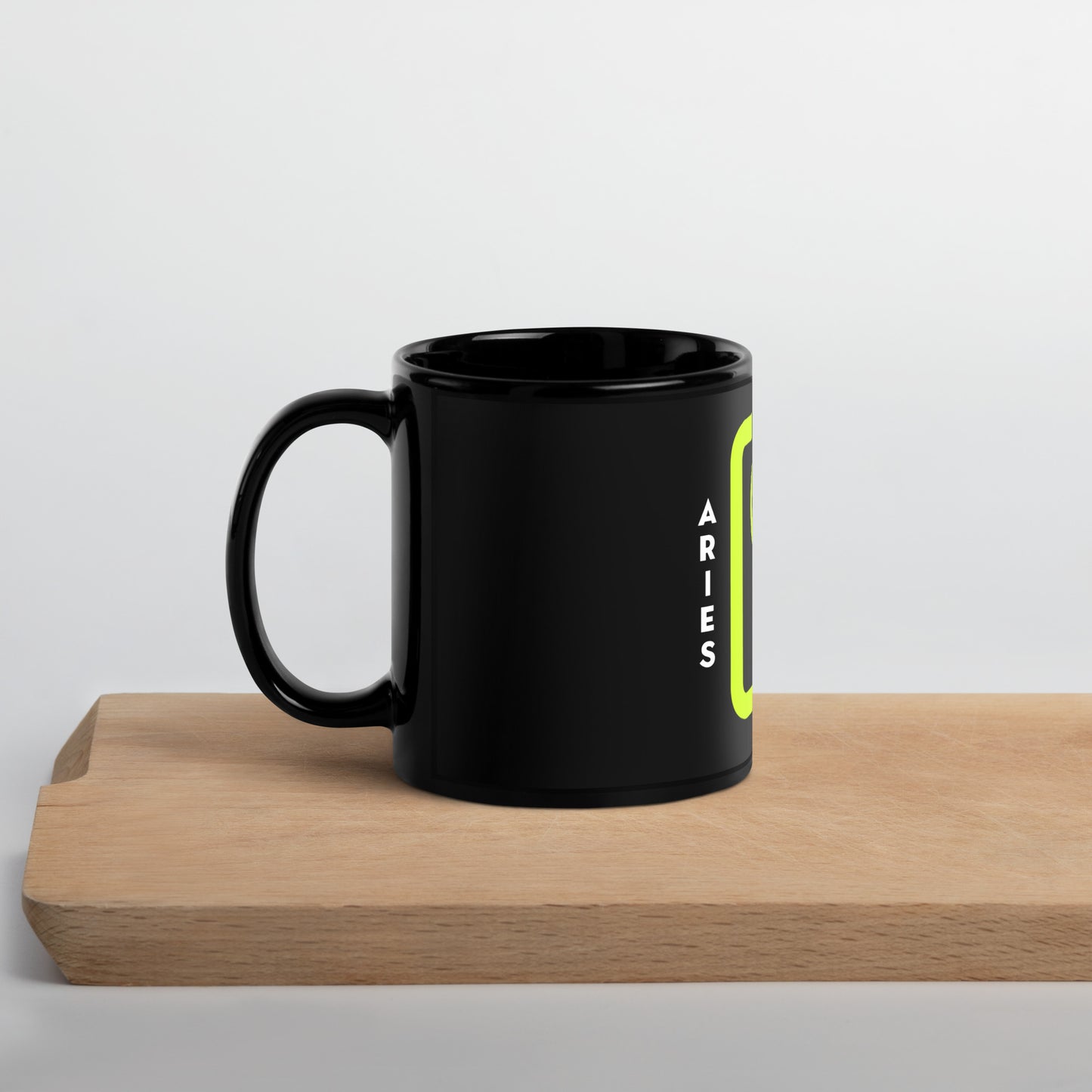 111 LIFE Aries Astrology Zodiac Mug – Black Glossy Ceramic Coffee Cup