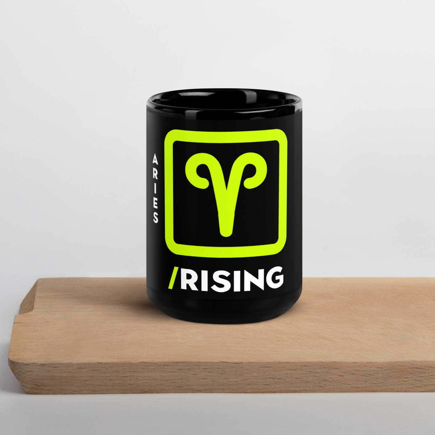111 LIFE Aries Rising Astrology Zodiac Mug – Black Glossy Ceramic Coffee Cup