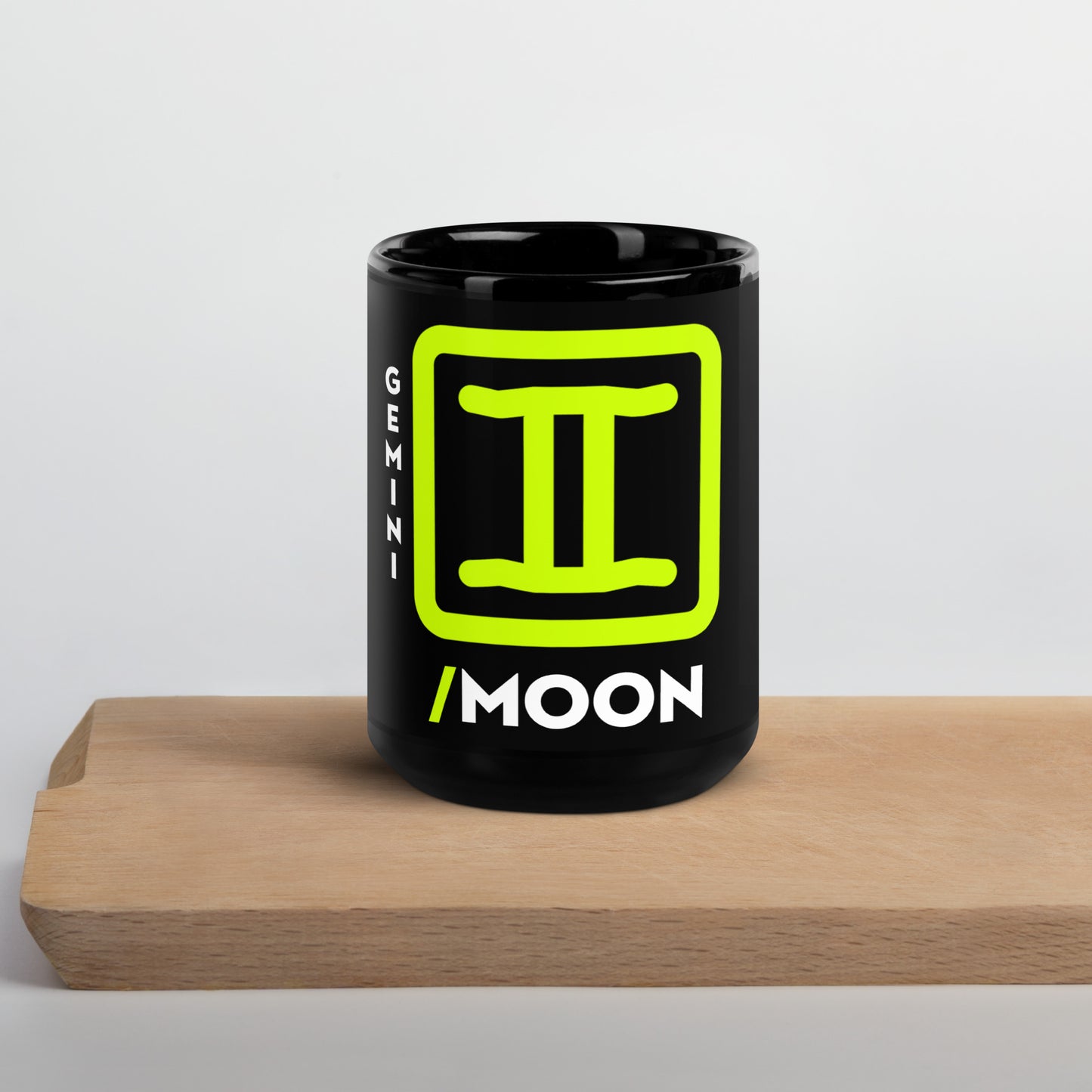 111 LIFE Gemini Moon Astrology Zodiac Mug – Black Glossy Ceramic Coffee Cup
