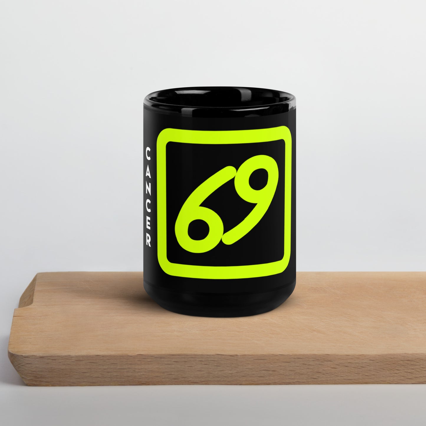111 LIFE Cancer Astrology Zodiac Mug – Black Glossy Ceramic Coffee Cup
