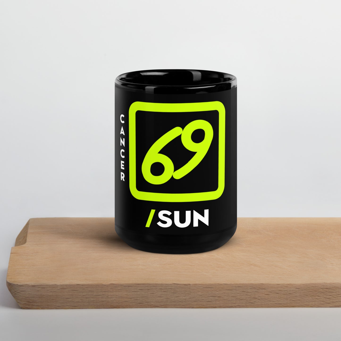111 LIFE Cancer Sun Astrology Zodiac Mug – Black Glossy Ceramic Coffee Cup