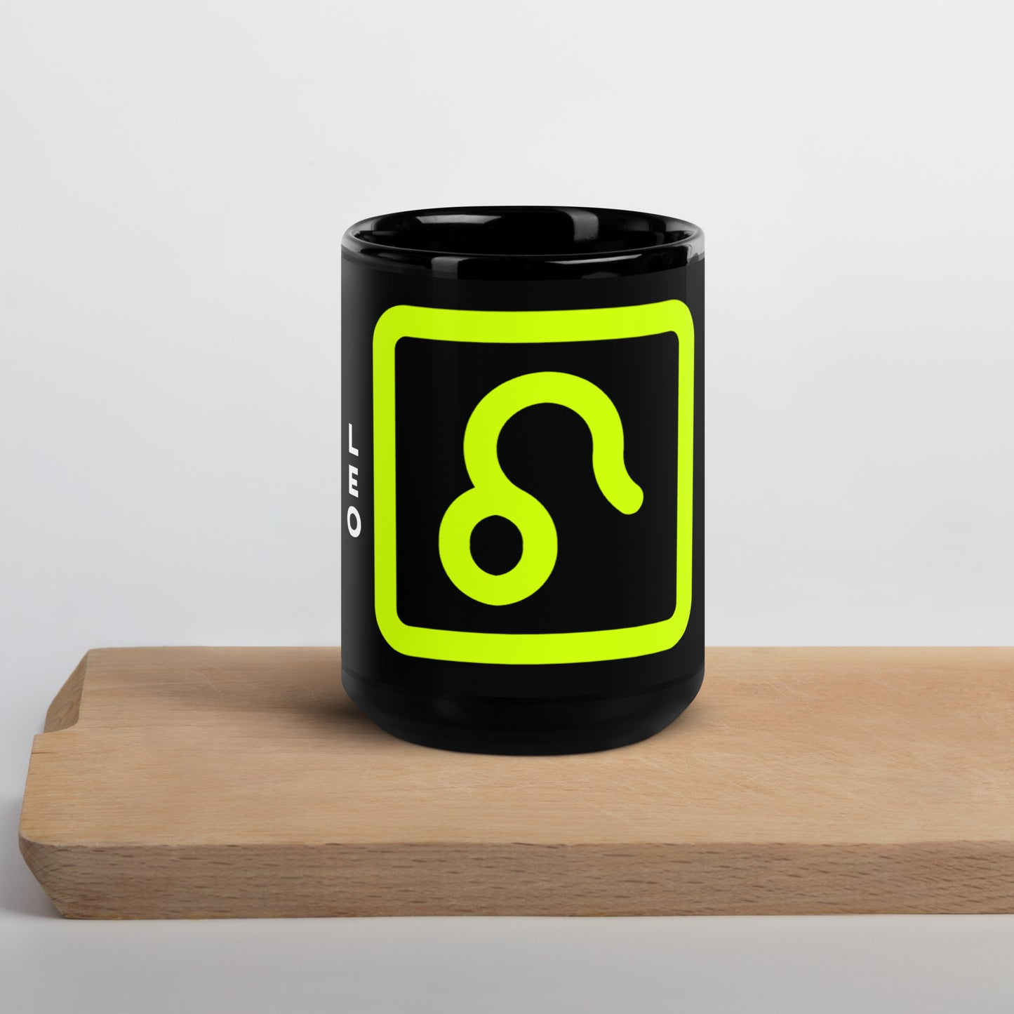 111 LIFE Leo Astrology Zodiac Mug – Black Glossy Ceramic Coffee Cup