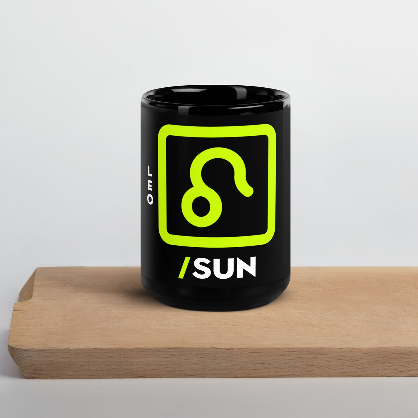 111 LIFE Leo Sun Astrology Zodiac Mug – Black Glossy Ceramic Coffee Cup