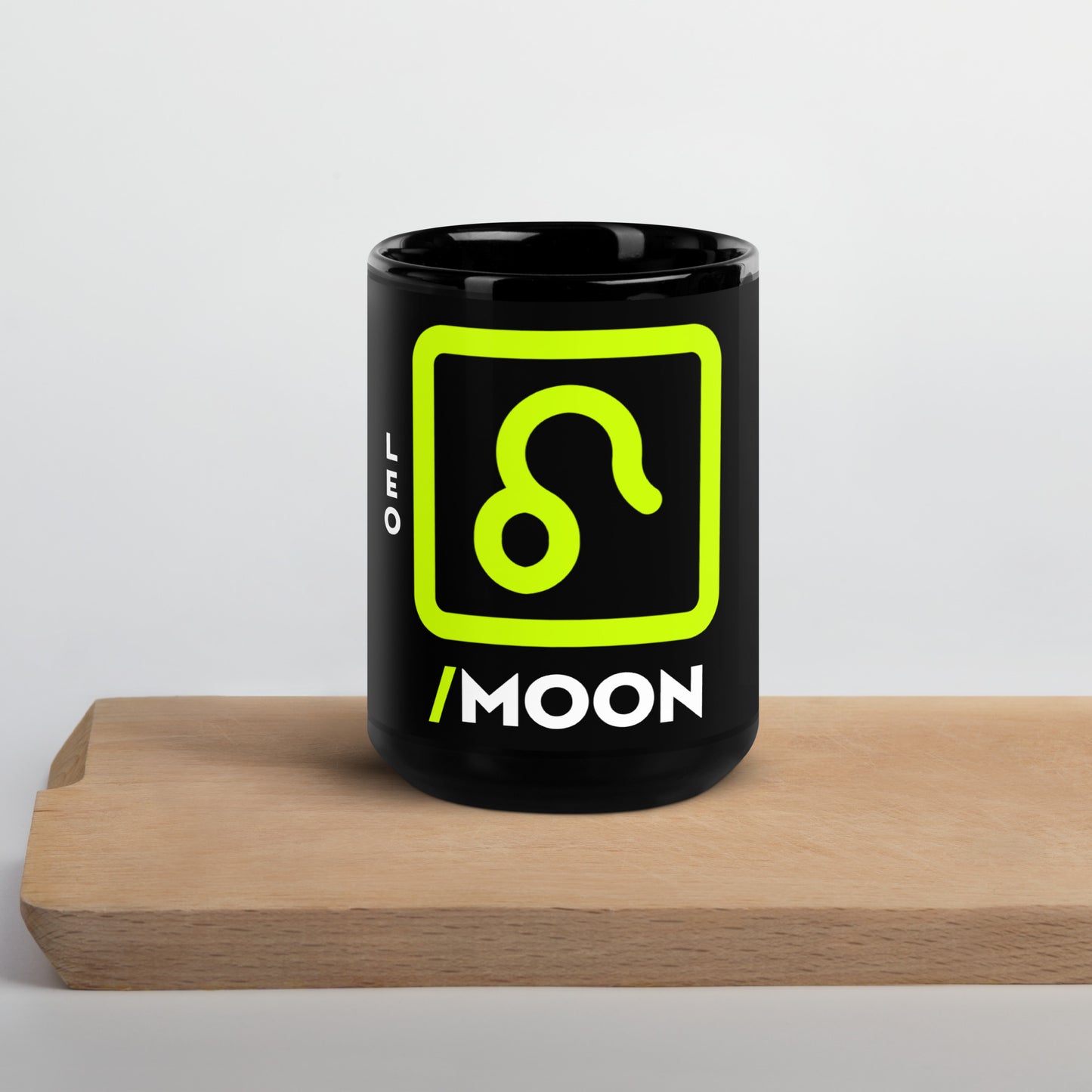 111 LIFE Leo Moon Astrology Zodiac Mug – Black Glossy Ceramic Coffee Cup