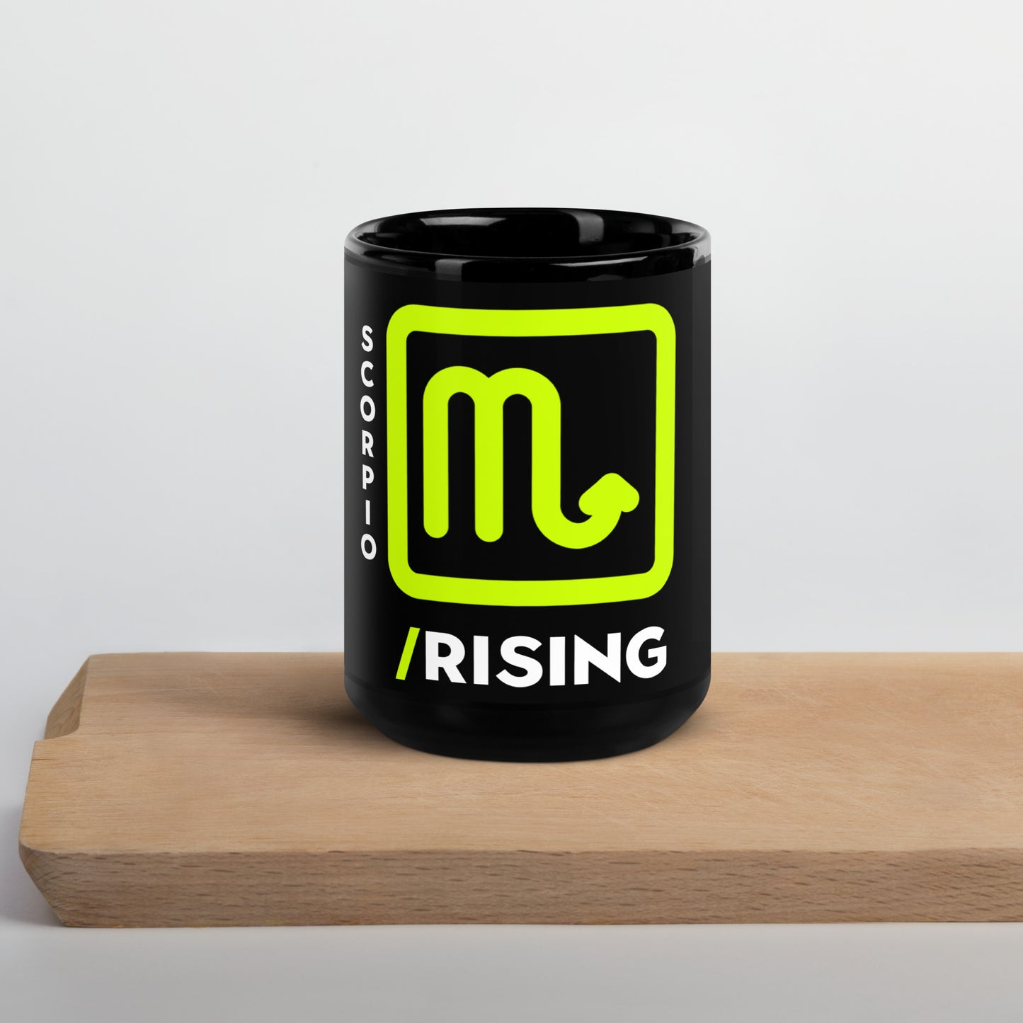 111 LIFE - Scorpio Rising Astrology Zodiac Mug - Black Glossy Ceramic Coffee Cup