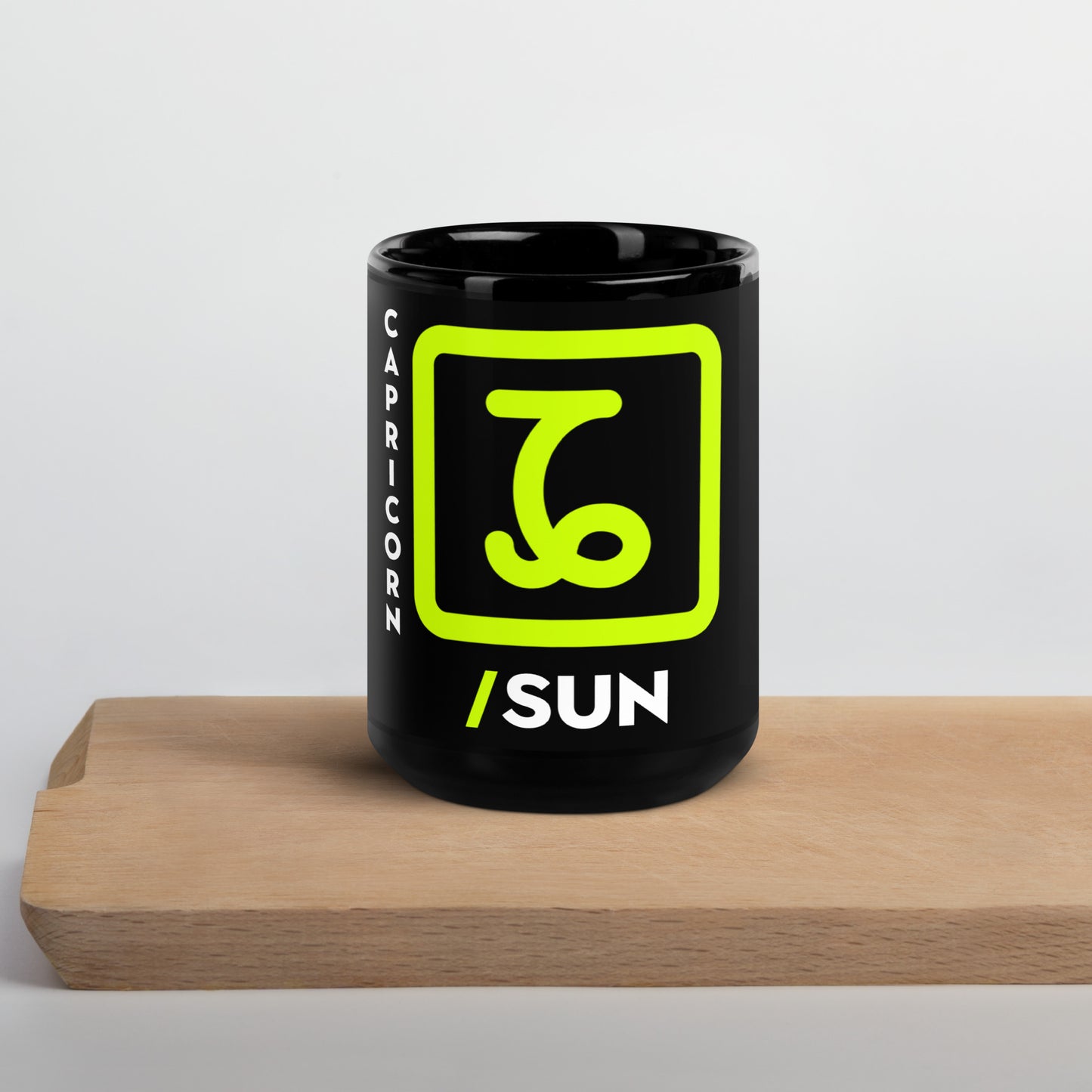 111 LIFE Capricorn Sun Zodiac Black Glossy Mug – Ceramic Astrology Coffee Cup