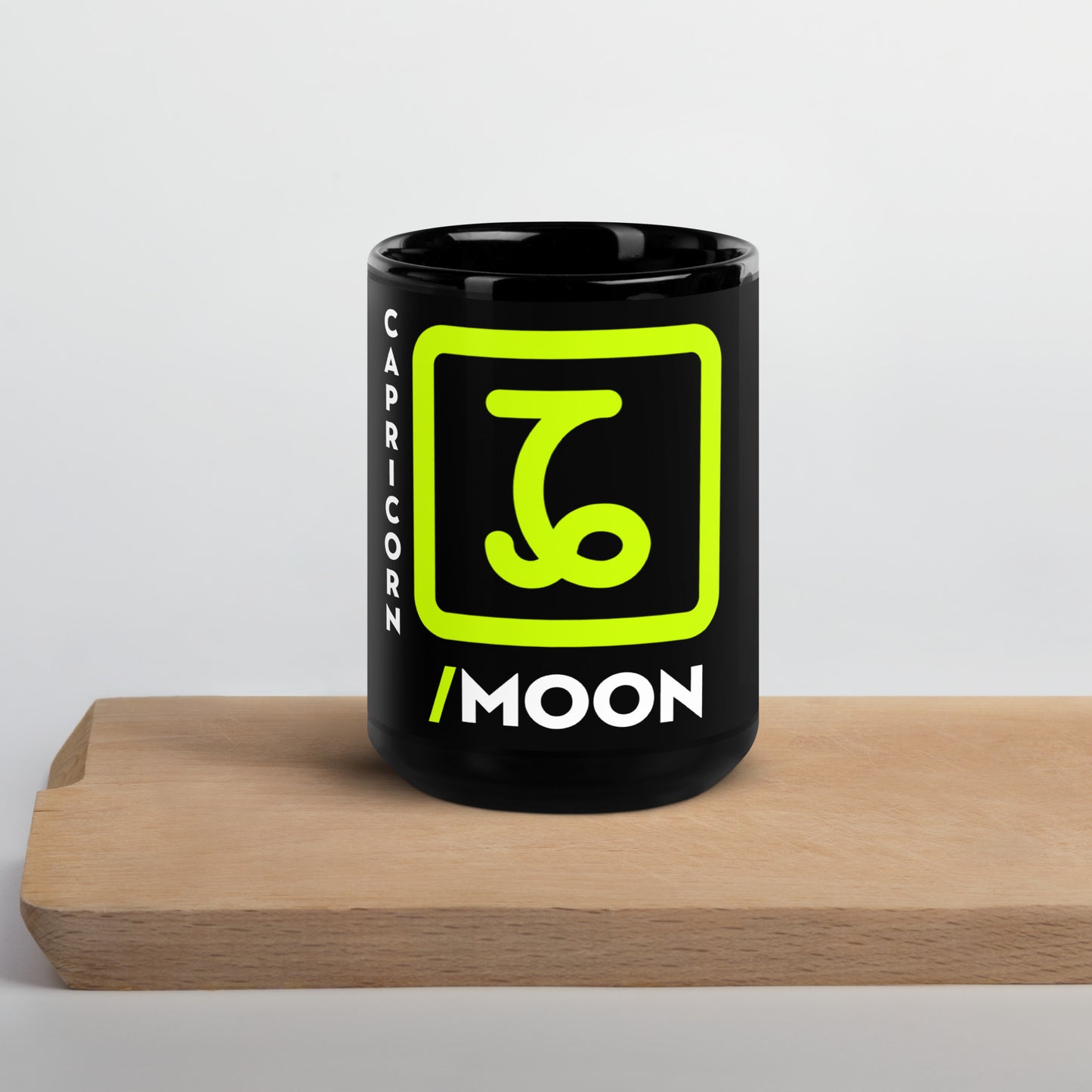 111 LIFE Capricorn Moon Astrology Zodiac Mug - Black Glossy Ceramic Coffee Cup