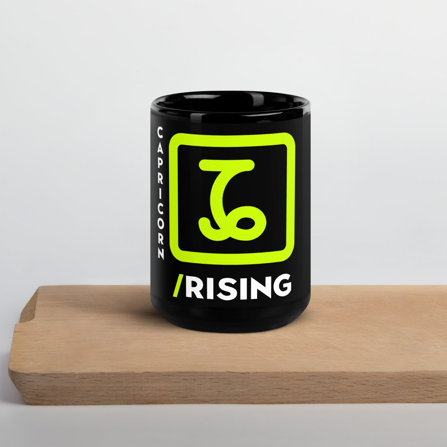 111 LIFE Capricorn Rising Astrology Zodiac Mug - Black Glossy Ceramic Cup