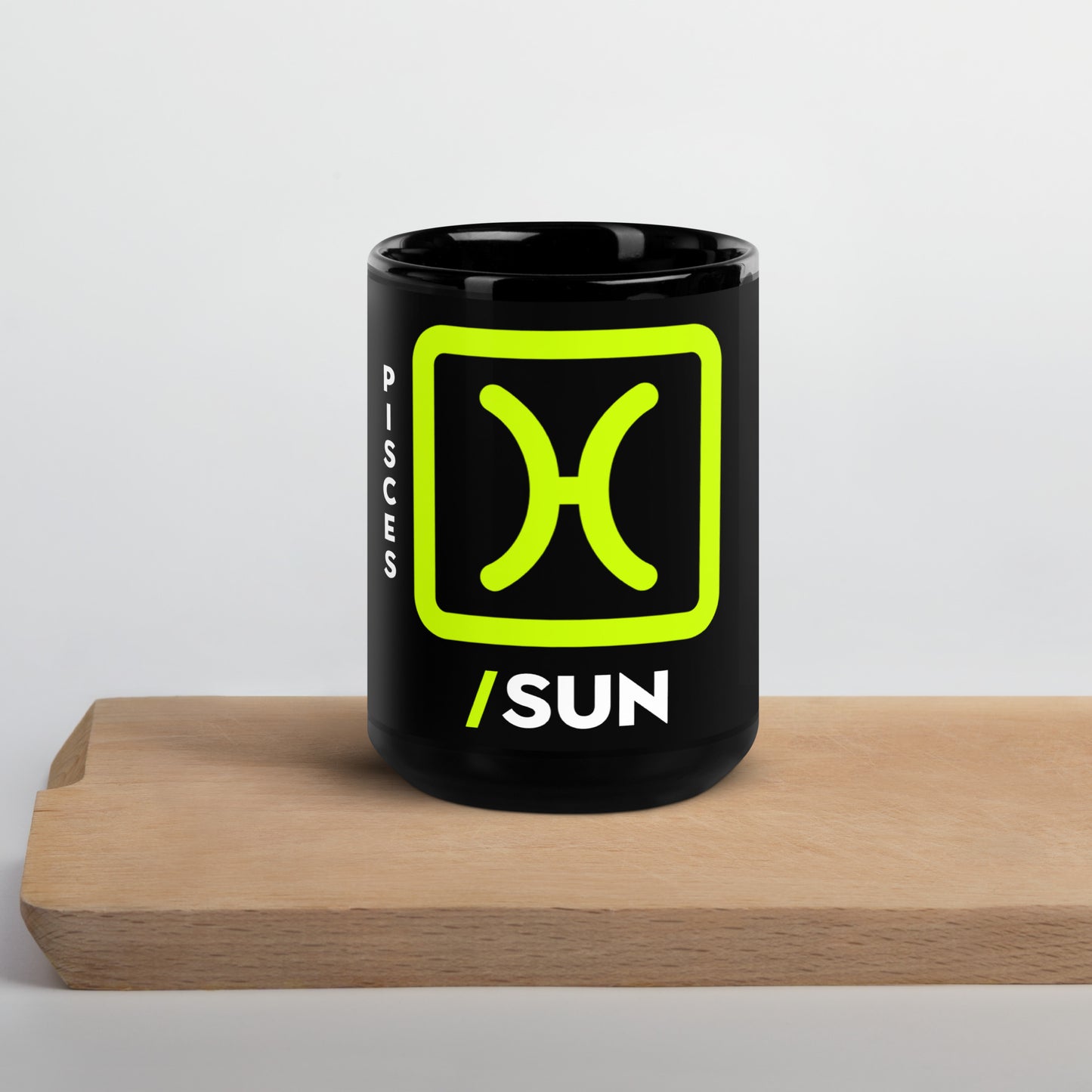 111 LIFE Pisces Sun Astrology Zodiac Black Glossy Mug – Sleek, Sturdy, and Celestial