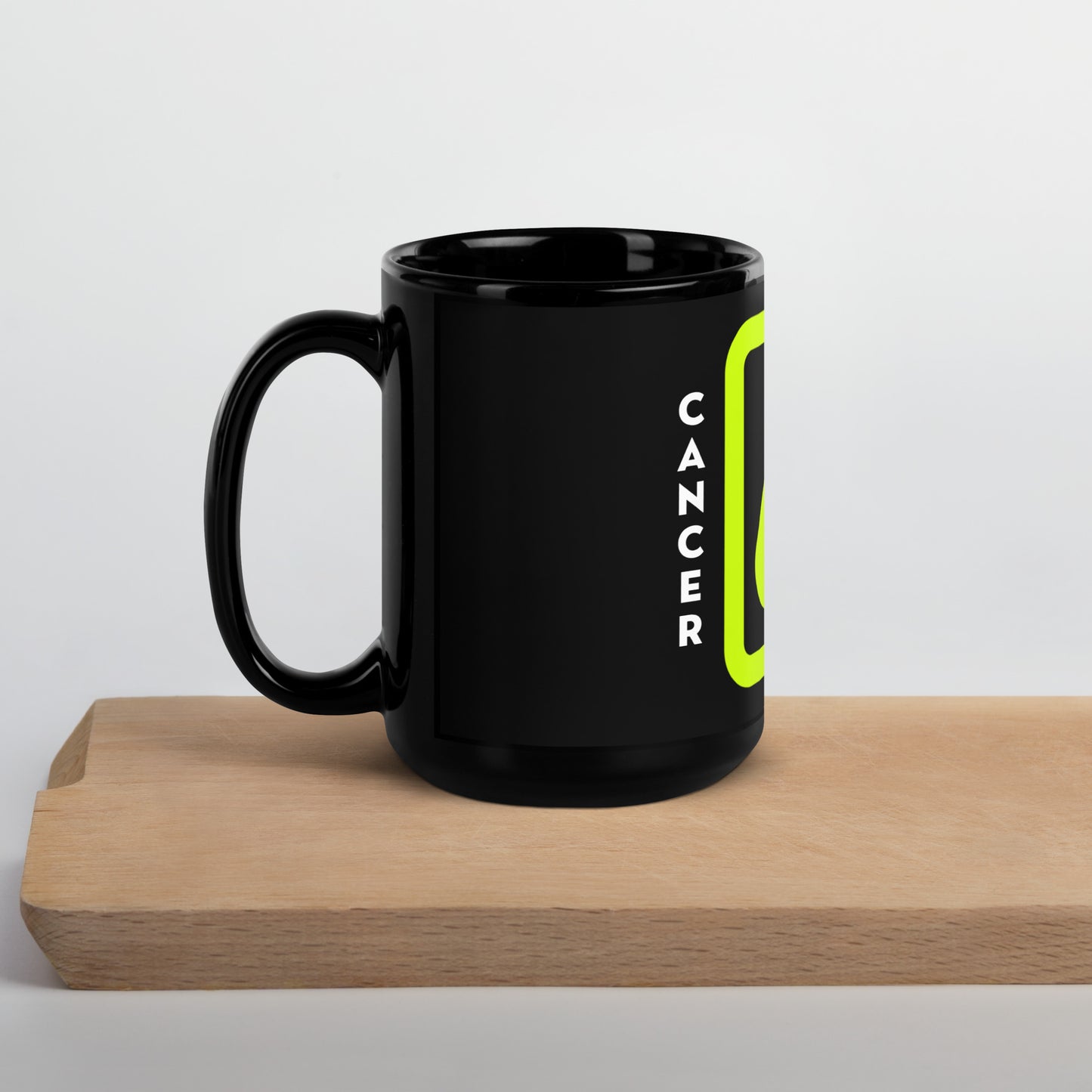 111 LIFE Cancer Astrology Zodiac Mug – Black Glossy Ceramic Coffee Cup