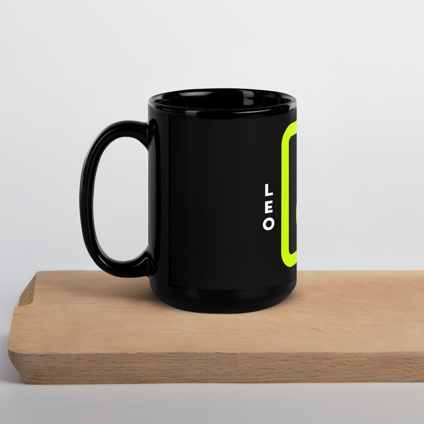 111 LIFE Leo Astrology Zodiac Mug – Black Glossy Ceramic Coffee Cup
