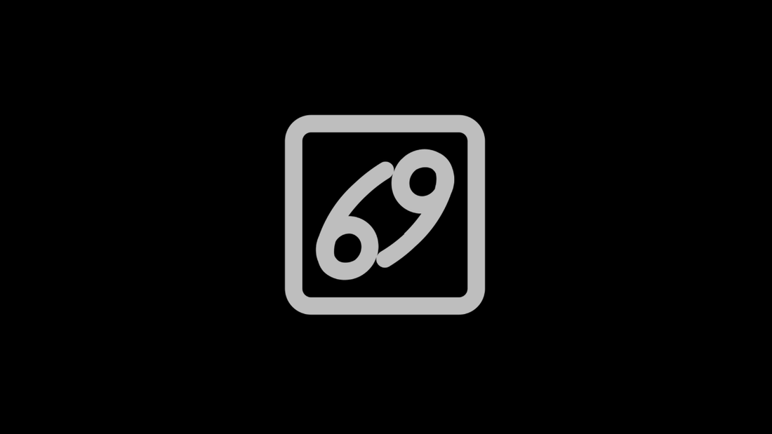 Gray Cancer zodiac symbol centered on a black background.