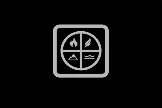 Circular zodiac diagram divided into four quadrants representing the elements of fire, earth, air, and water