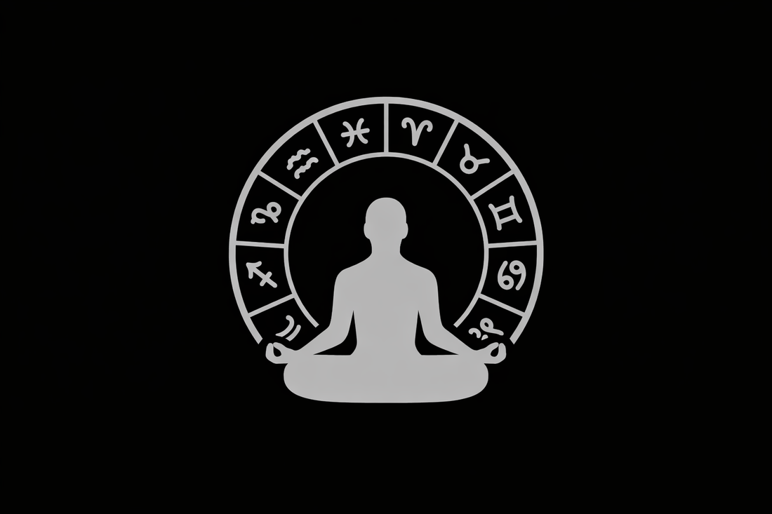 Zodiac wheel floating in a star-filled sky representing the developmental sequence of astrological signs