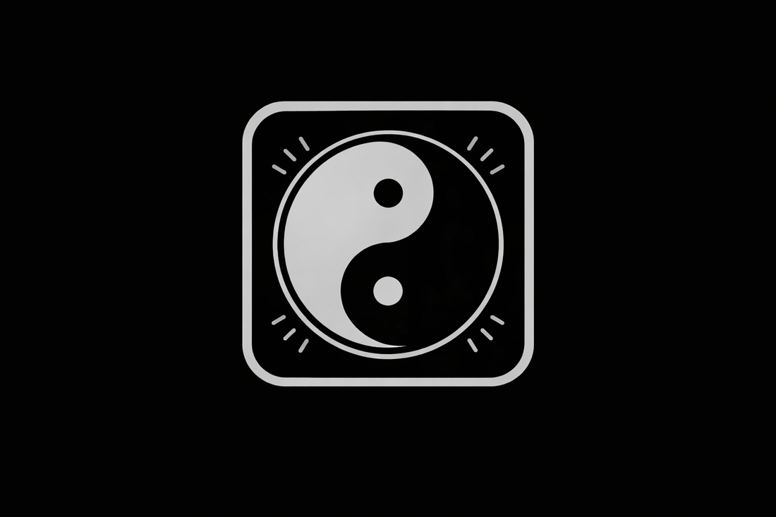 Yin and yang symbol surrounded by zodiac and elemental imagery representing masculine and feminine polarities in astrology