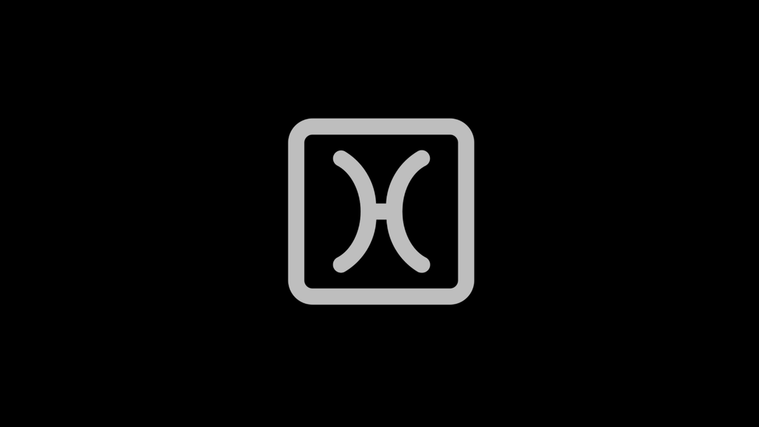 Gray Pisces zodiac symbol centered on a black background.