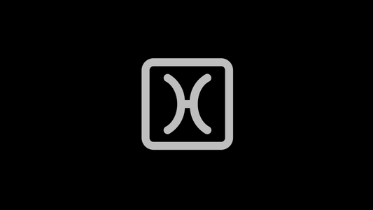 Gray Pisces zodiac symbol centered on a black background.