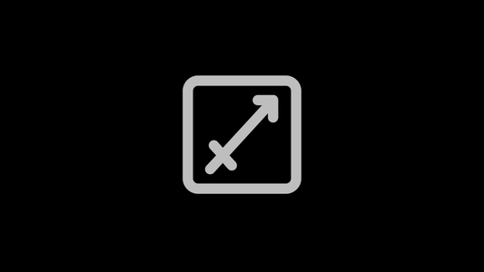 Gray Sagittarius zodiac symbol centered on a black background.