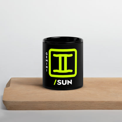 111 LIFE - GEMINI SUN ZODIAC - Black Glossy Mug