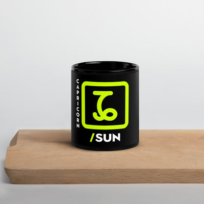 111 LIFE - CAPRICORN SUN ZODIAC - Black Glossy Mug