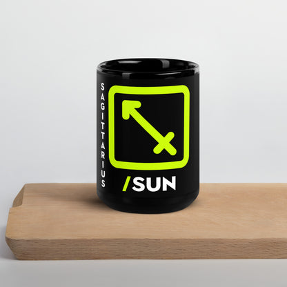 111 LIFE - SAGITTARIUS SUN ZODIAC - Black Glossy Mug